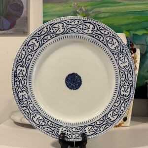 Anthropologie Blue and White Ceramic Dinner Plate